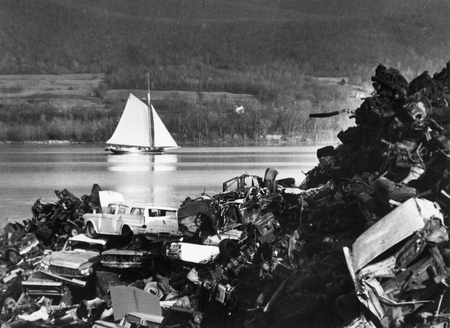 In April 1970, the Clearwater sailed past a junkyard in the Hudson Valley. That month, the boat went to Washington, DC, for the first Earth Day